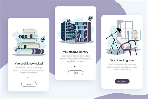 在线阅读电子图书APP应用引导页设计模板 Book App Onboarding App Screens 设计小咖