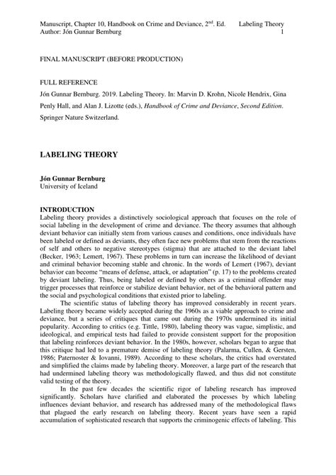 (PDF) Labeling Theory