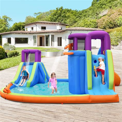 Tuochufun Tobog N Acu Tico Inflable Con Dos Toboganes Y Piscina Para