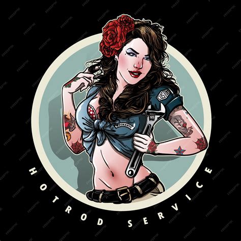 Pin Up Girl Vector Vector Premium