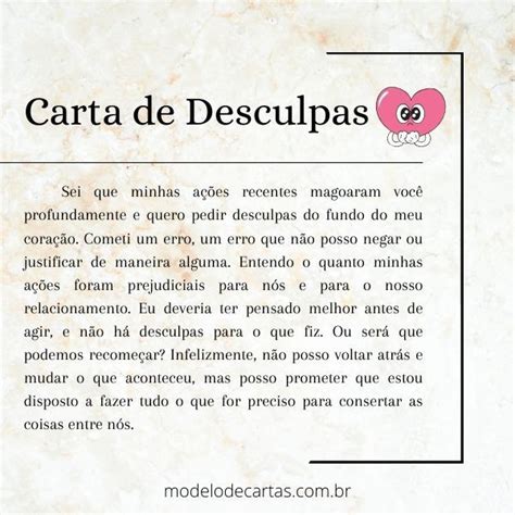 Carta De Desculpas Modelos Pedidos De Desculpas Para Fazer