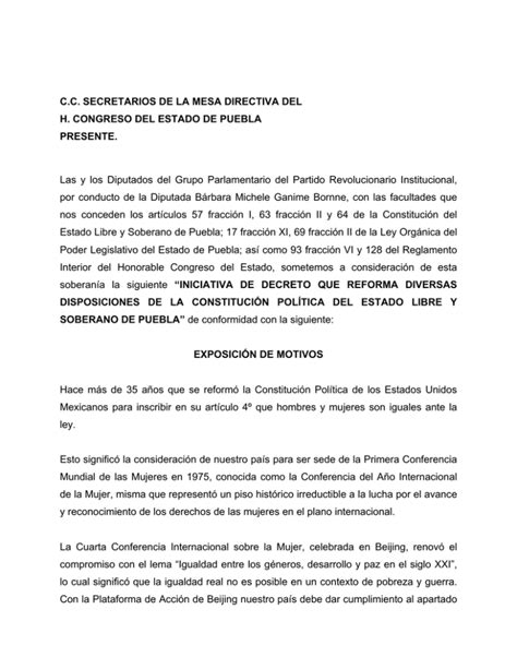 Iniciativa De Reforma Constitucional Para El Estado Libre Y