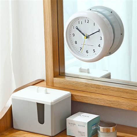 Bathroom Waterproof Wall Clock Suction Cup Clock Kitchen Small Wall