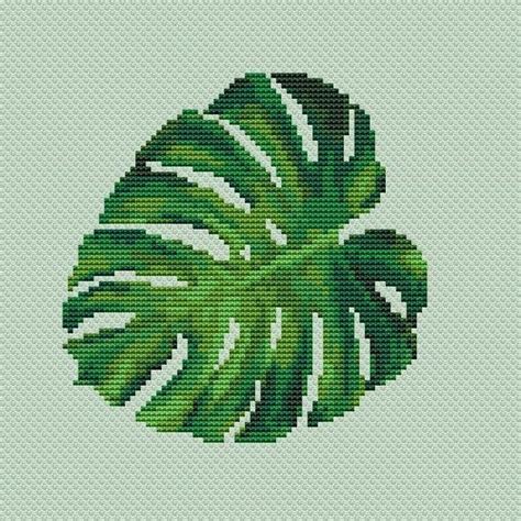 Free Monstera Leaf Cross Stitch Design Pattern Using Anchor Embroidery