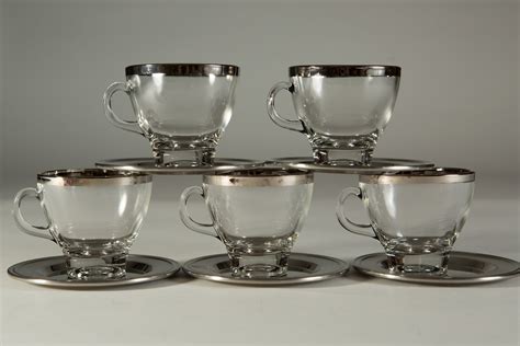 Vintage Glass Mugs with Platinum Rims - Set of 5 Demitasse Coffee or ...