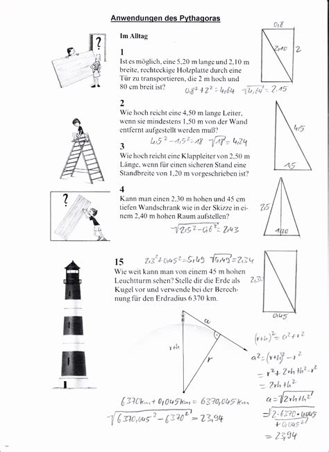 Cool Satz Des Pythagoras Arbeitsblatt