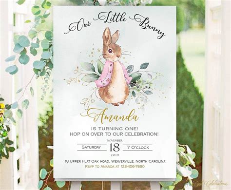 Peter Rabbit Birthday Invitation Printable 1st Birthday | Etsy