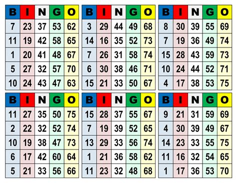 Printable Bingo Cards Per Page
