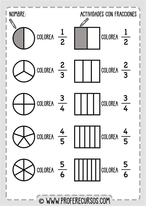 Actividades Con Fracciones Para Ni Os Para Primaria