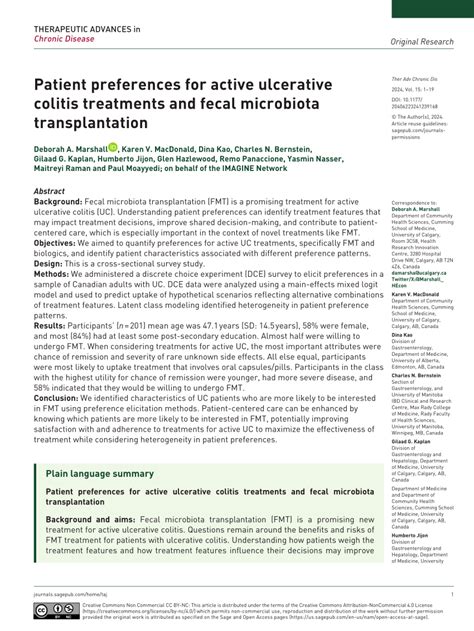 Pdf Patient Preferences For Active Ulcerative Colitis Treatments And