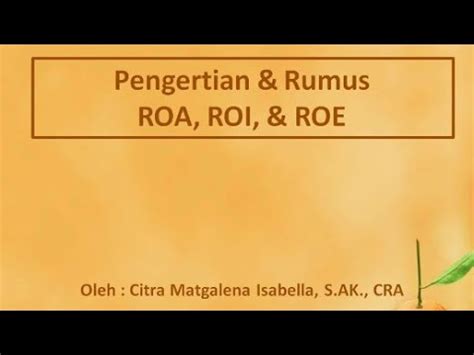 Pengertian Rumus ROA ROI ROE YouTube