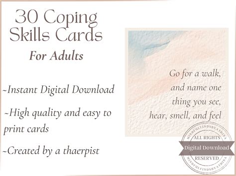 Printable Coping Skills Cards For Adults Instant Digital Download