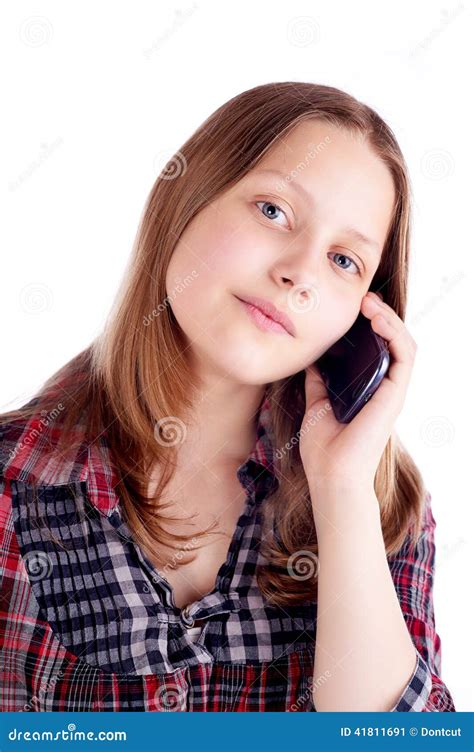 Happy Teen Girl Talking On Mobile Phone Stock Image Image Of Holding