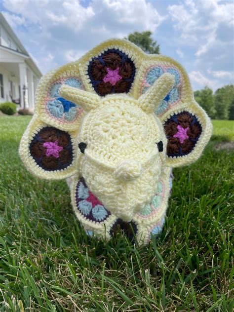 African Flower Granny Square Crochet Triceratops Made To Order Etsy