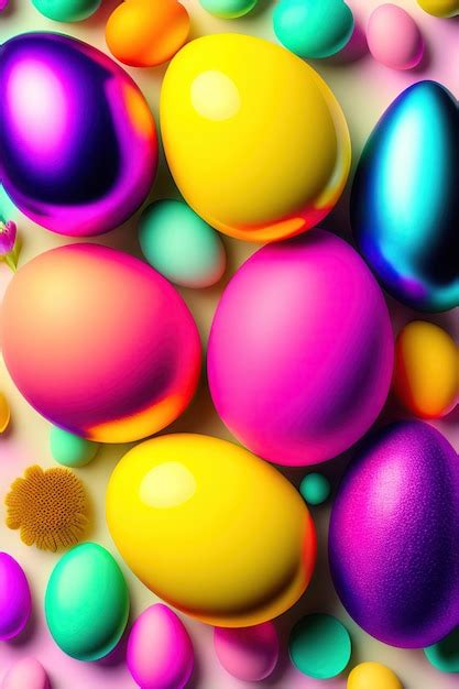 Premium Photo Colorful Easter Eggs In Nest And Flowers On Pastel