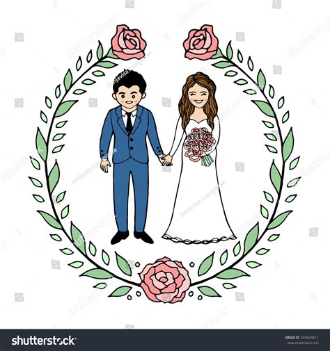 Cute Couple Lover Wedding Card Design Stock Vector Royalty Free