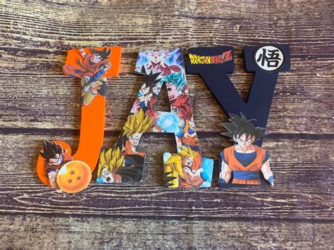 Dragon Ball Z Themed Wood Letters Boys Wall Decor Boys Etsy