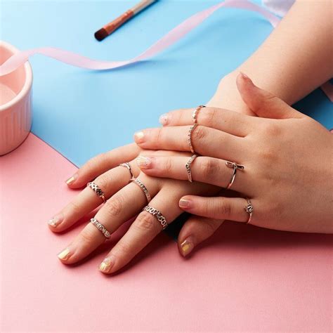 Women Silver Gold Plated Boho Stack Plain Knuckle Rings Midi Finger