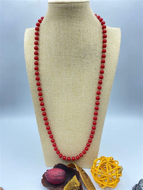 Vintage Monet Red Beaded Necklace Monet Beaded Necklace Etsy