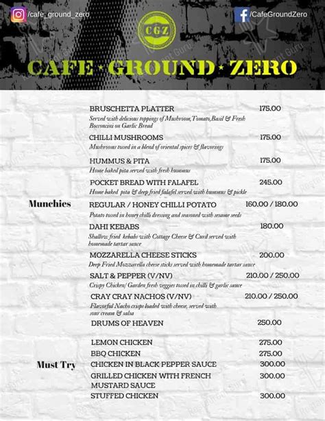 Menu At Cafe Ground Zero New Delhi C 6