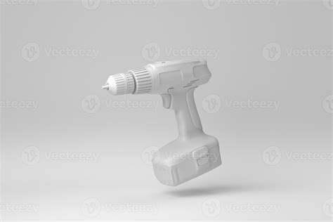 Cordless Drill Isolated On White Background Minimal Concept