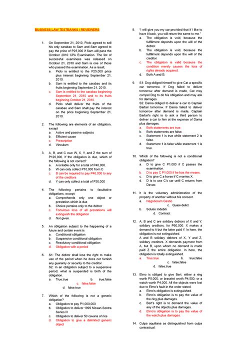 Business LAW Reviewer BUSINESS LAW TESTBANKS REVIEWERS On September