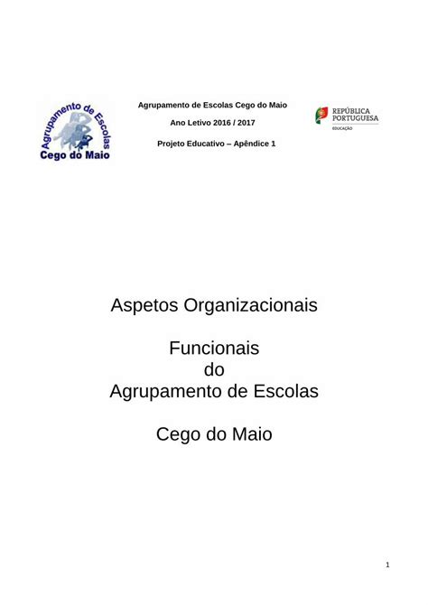 PDF AGRUPAMENTO DE ESCOLAS CEGO DO MAIO Projeto 6 1 4 Horário das