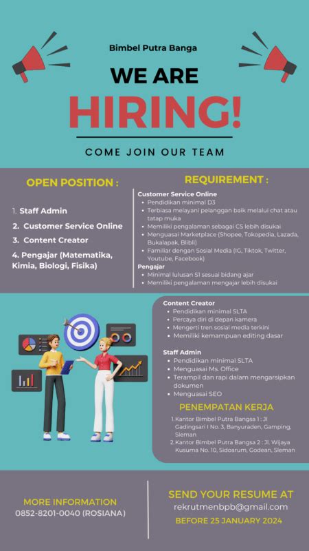 Lowongan Kerja Staff Admin Customer Service Online Content Creator