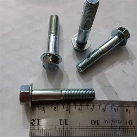 Jual BAUT TOPI FLANGE BOLT PUTIH M10 X 50MM KUNCI 14 Shopee Indonesia