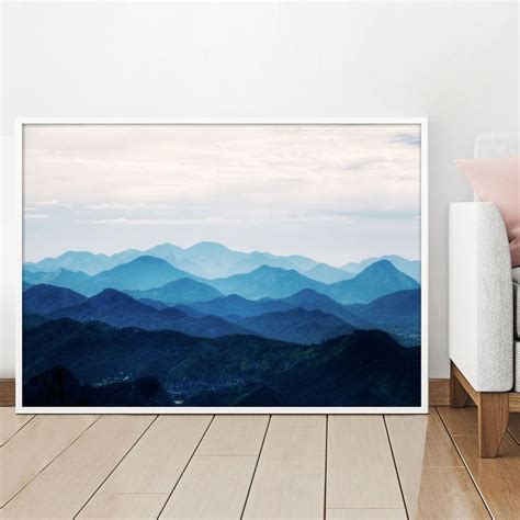 Blauen Berge Berge Druck Skandinavischen Minimalistisch Etsy