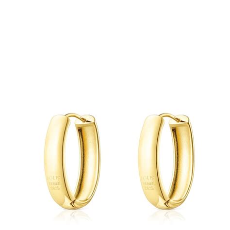 Pendientes oval con baño de oro 18 kt sobre plata TOUS Basics TOUS