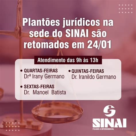 Plantões jurídicos no SINAI RN são retomados em 24 01 Sinai