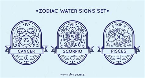 Zodiac Water Signs Set Vector Download