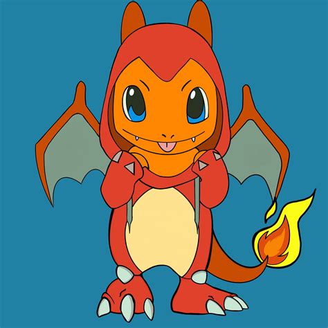 Charmander Dressed As Charizard Drawing