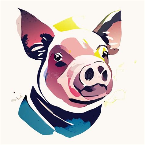 Pig Head Vector Of A Pig Hand Drawn Pig Generative Ai Stock Vector