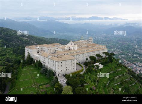 Montecassino Abbey Aerial View Cassino Lazio Italy Stock Photo