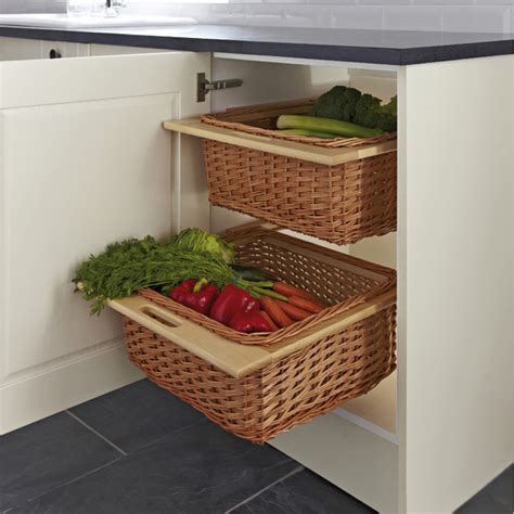 Solid Oak Kitchen Wicker Storage Unit X Wicker Storage Drawers H720mm X