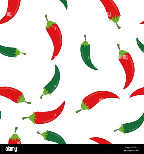 Seamless Pattern Of Red And Green Chili Peppers Vector Illustration