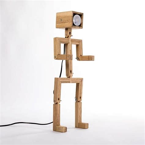 Jaffu Wooden Articulated Design Lamp In The Form Of A Personage