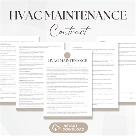 Hvac Service Agreement Contract Etsy