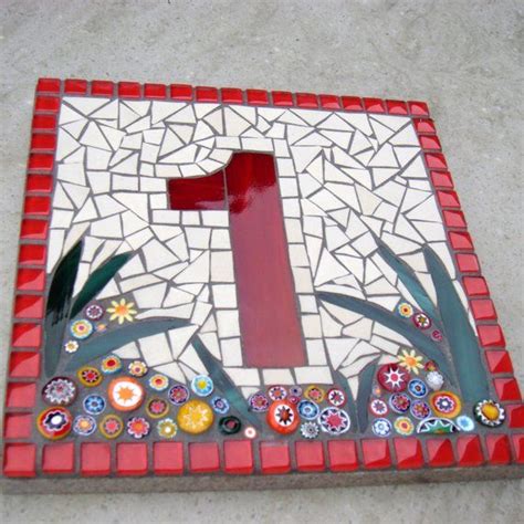 Custom Mosaic House Number Sign Plaque Street Address Yard Art