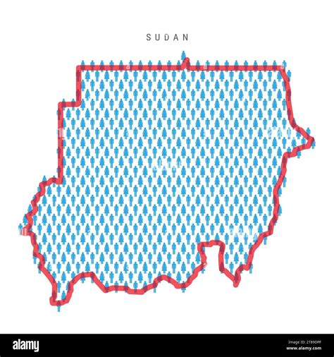 Sudan Population Map Stick Figures Sudanese People Map With Bold Red