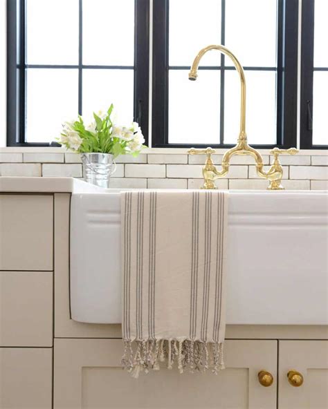 White Oversized Apron Sink with Gold Faucet - Soul & Lane