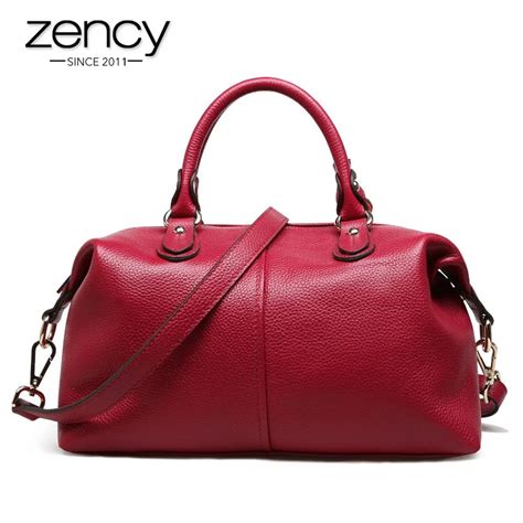 Zency Boston Designer Women Handbag 100 Genuine Leather Tote Shoulder