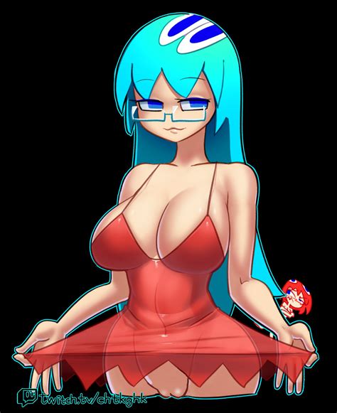 Rule 34 Blinky Pac Man Blue Eyes Blue Hair Breasts Cleavage