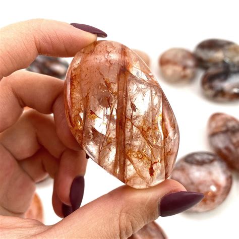 Fire Quartz Palm Stone Red Fire Quartz Red Hematoid Quartz Etsy