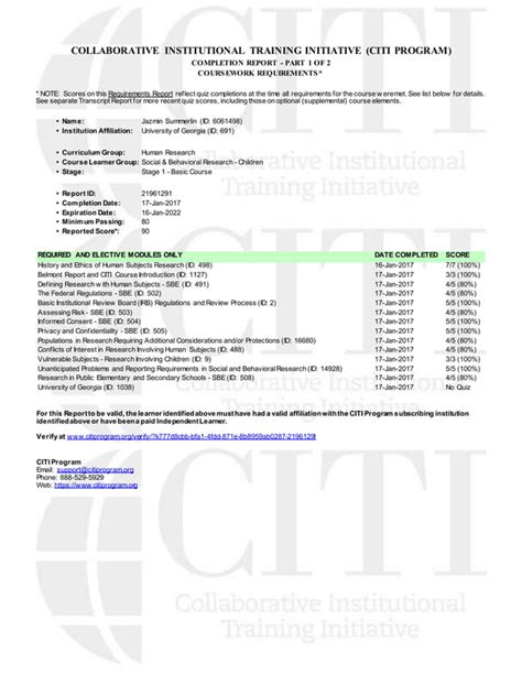 Citi Completion Report Pdf