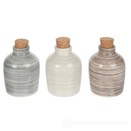 Set 3 Mini Oliera In Ceramica Con Tappo In Sughero Stones Villa D