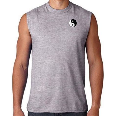 Mens Yin Yang Patch Sleeveless Tee Pocket Print