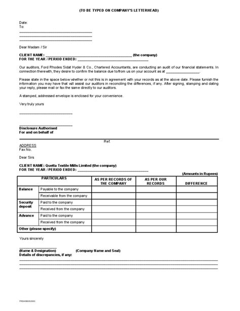 General Balance Confirmation Format Pdf Service Industries Business